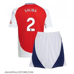 Arsenal William Saliba #2 Kotipaita Lapsille 2024-25 Lyhythihainen (+ shortsit)